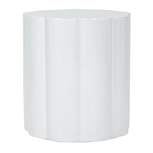 English Elm High-gloss Sculptural Outdoor Side Table Mgo Weather Resistant Patio Accent White N768P371797W