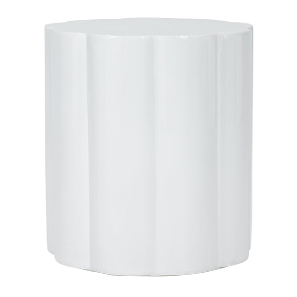 English Elm High-gloss Sculptural Outdoor Side Table Mgo Weather Resistant Patio Accent White N768P371797W