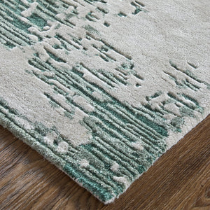 Feizy Rugs Zarah Modern Elegant Hand-tufted Wool & Viscose Abstract Watercolor Area Rug For Serene Spaces Green,White Viscose,Wool Zrh8917fgrn000j00