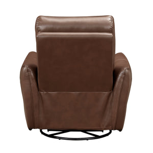 English Elm 1pc Swivel Glider Recliner Chair in Top Grain Leather with 360° Spin, Pocket Coil Support, Durable Solid Wood Frame Brown Mix 37.25 L x 29.5 W x 32.5 H B011P329242