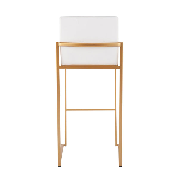 English Elm Fuji High Back Barstools Set Of 2 In Luxurious White Velvet & Gold Steel For Chic Modern Spaces B202P222179