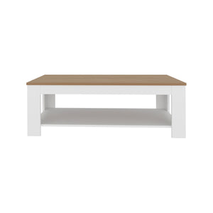 English Elm Coffee Table modern 16.2" H with 1 Shelf and Door, Space-Saving Engineered Wood Storage Solution White+Natural 51.97 L x 28.74 W x 3.15 H B097P395916