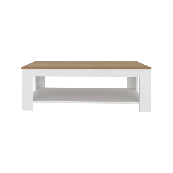English Elm Coffee Table modern 16.2" H with 1 Shelf and Door, Space-Saving Engineered Wood Storage Solution White+Natural 51.97 L x 28.74 W x 3.15 H B097P395916