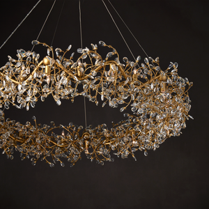 Crystal Bud Grande Ring Chandelier - Stunning 57.5" Brass & Crystal Fixture for Luxurious Spaces