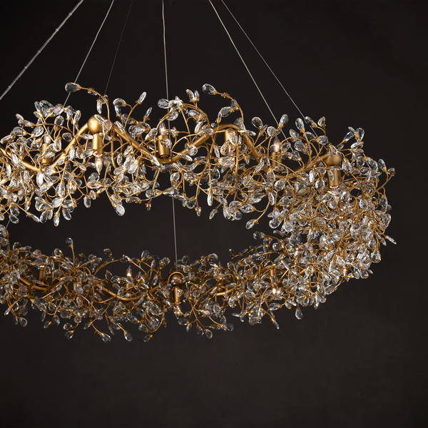 Crystal Bud Grande Ring Chandelier - Stunning 57.5" Brass & Crystal Fixture for Luxurious Spaces