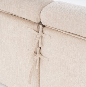 English Elm LY-029 Apricot Modular 4-Seater Sofa with Wood-Grain Chenille, High-Density Foam, 2 Pillows, Durable Comfort W2231S00023