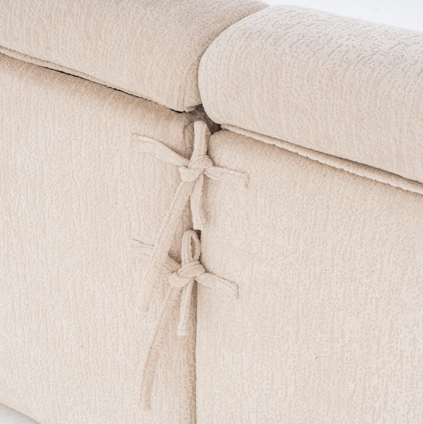 English Elm LY-029 Apricot Modular 4-Seater Sofa with Wood-Grain Chenille, High-Density Foam, 2 Pillows, Durable Comfort W2231S00023