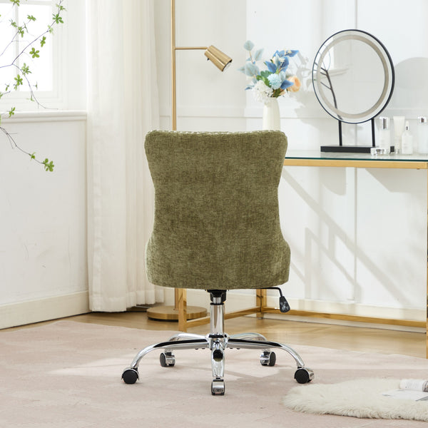 English Elm A&A Tufted Chenille Office Chair with Gold Chrome Base, Plush High-Rebound Cushion for Comfort Green W1143P366777