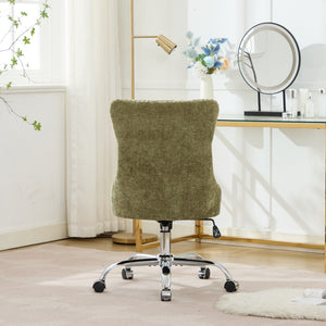 English Elm A&A Elegant Chenille Tufted Office Chair with Hand-Pulled Buttons, Nailhead Trim & Gold Chrome Base Green W1143P366777