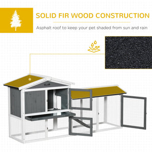 English Elm Pawhut Outdoor Wooden Rabbit Hutch with Run Ramp Asphalt Roof and Pull Out Tray W2225P173736