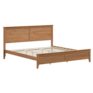 English Elm Modern Pine Wood Queen Platform Bed Slatted Headboard Tapered Legs Bedroom Frame BS701P414277S