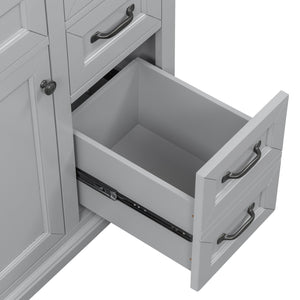 English Elm Christopher Knight Home® - 30" Bathroom Vanity with Sink Vintage Acacia Frame Ceramic Basin Soft-Close Doors & Storage Light Gray N759P313315E