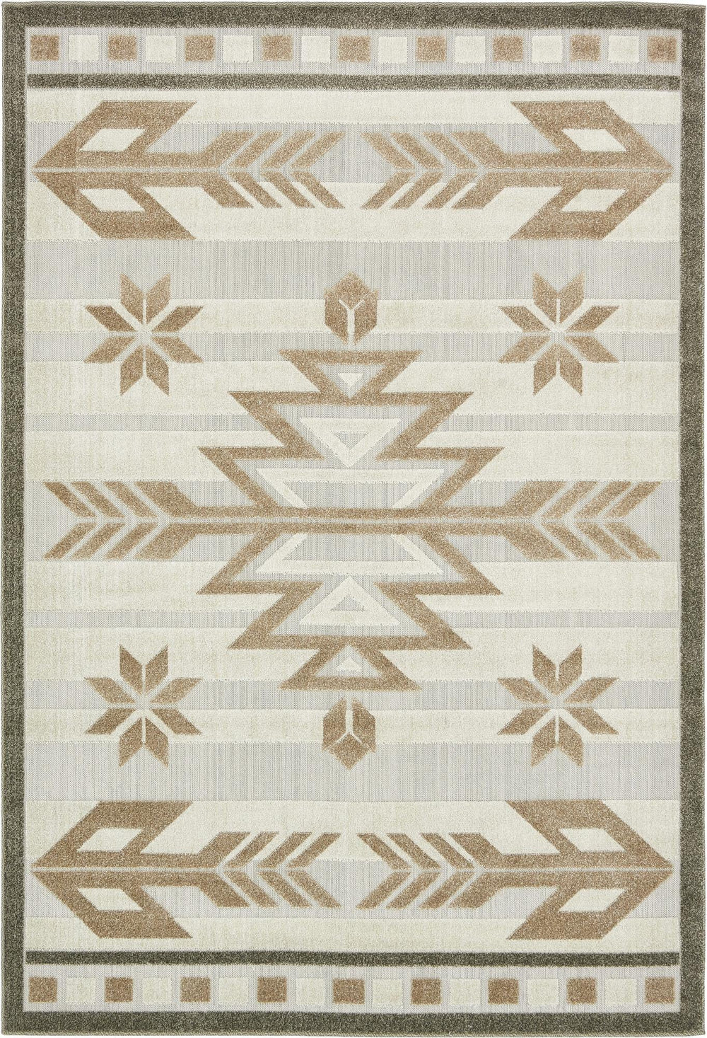 Unique Loom Outdoor Modern Albuquerque Machine Made Geometric Rug Beige, Brown/Light Brown 6' 0" x 9' 0"