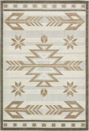 Unique Loom Outdoor Modern Albuquerque Machine Made Geometric Rug Beige, Brown/Light Brown 6' 0" x 9' 0"