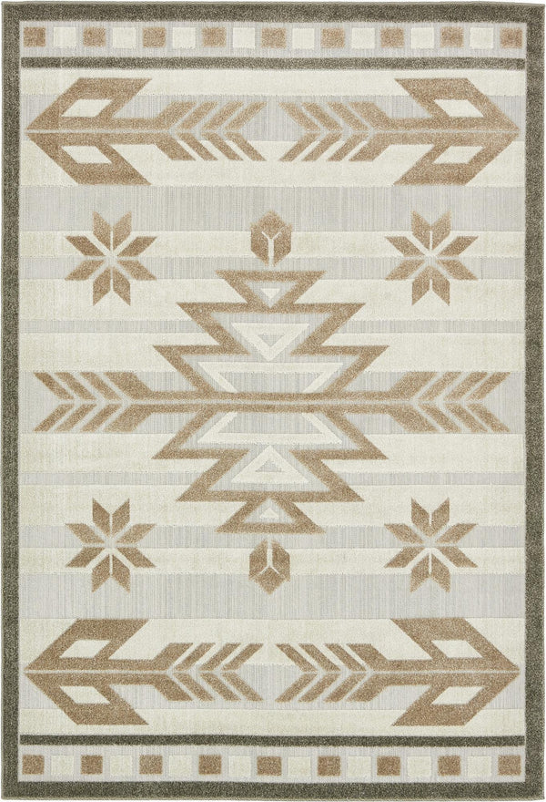 Unique Loom Outdoor Modern Albuquerque Machine Made Geometric Rug Beige, Brown/Light Brown 6' 0" x 9' 0"