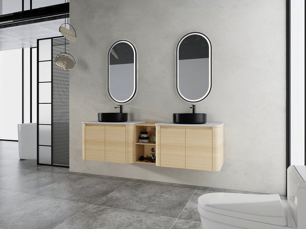 English Elm 72'' Wall-Mounted Bathroom Vanity With Elegant Ceramic Sink, Smart Storage, Soft-Close Doors & More W999S00478