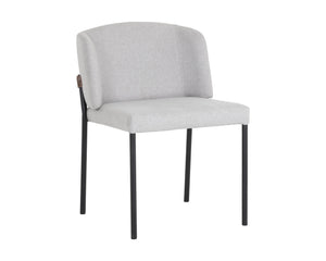 Sunpan Pearce Dining Chair Set of 2 - Modern Minimalist Design with Black Powder Coated Iron Frame Light Grey / Bravo Cognac