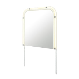 English Elm Nora Beige LED Dresser Mirror - Large Contemporary Solid Wood & MDF Frame, Rounded Edges, Attaches B201P409562