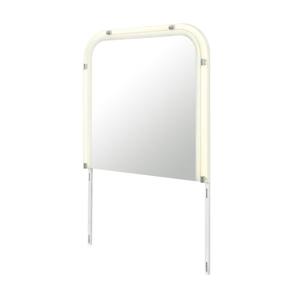 English Elm Nora Beige LED Dresser Mirror - Large Contemporary Solid Wood & MDF Frame, Rounded Edges, Attaches B201P409562