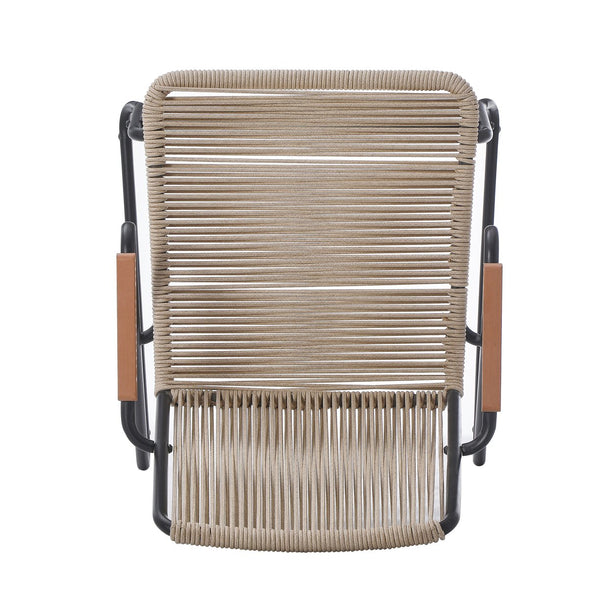 English Elm Christopher Knight Home® - MOONSTONE Light Brown Woven Rope Club Chairs Set of 2 – Powder-Coated Iron Frame, Modern Outdoor Seating N775P251643B