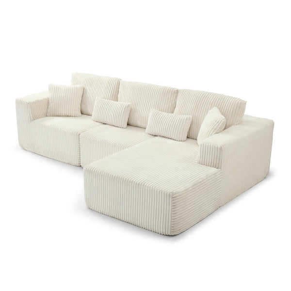 English Elm 109'' Modular Cloud Sectional with Deep Corduroy Seat for Spacious Living Rooms W1117S00307