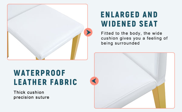 English Elm Set Of 4 Elegant White Pu Leather Chairs With Gold Legs – Chic, Durable, And Perfect For Modern Spaces! W3226P279073-GIGA