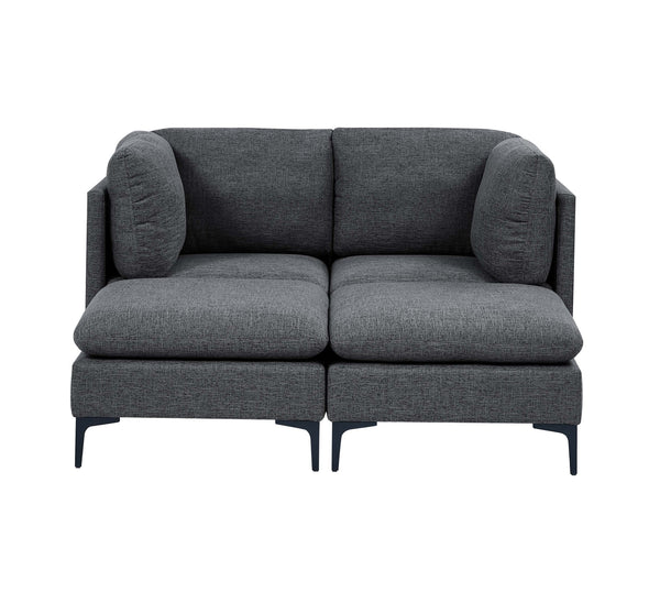 English Elm Linen Modular Sectional with Black Metal Legs for Modern Living Rooms B2748S00105