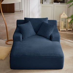 English Elm Oversized Corduroy Chaise Lounge with Pocket Spring Support Ready to Use Living Room Blue W2339P442153
