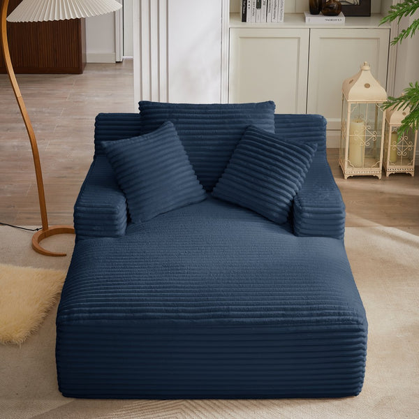English Elm Oversized Corduroy Chaise Lounge with Pocket Spring Support Ready to Use Living Room Blue W2339P442153