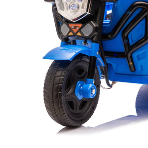 English Elm 12v Kids Electric Cargo Trike with Led Lights Wide Seat Anti-slip Wheels Toddler Ride On Blue W1578P336050