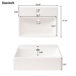 English Elm 20-Inch modern bathroom vanity with ceramic sink, soft-close door and ample storage for small spaces Green WF324691AAF