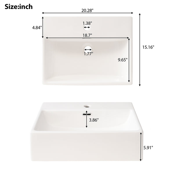 English Elm 20-Inch modern bathroom vanity with ceramic sink, soft-close door and ample storage for small spaces Green WF324691AAF