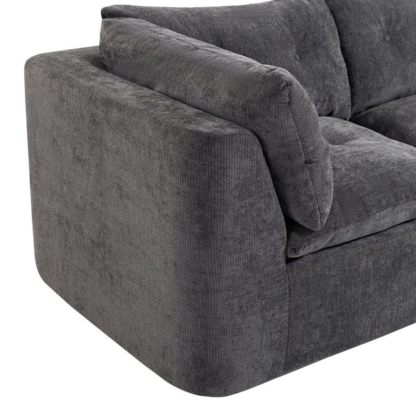 English Elm Modern Chenille Cloud Sectional with Ottoman Deep Sink Modular L Shaped Living Room Sofa Dark Grey W2379S00004