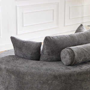 English Elm 55''L Chenille Foam Single Swivel Chair with Plush Backrest Pillow, 360° Smooth Recline for Living Room Lounge Comfort Grey W834S00352