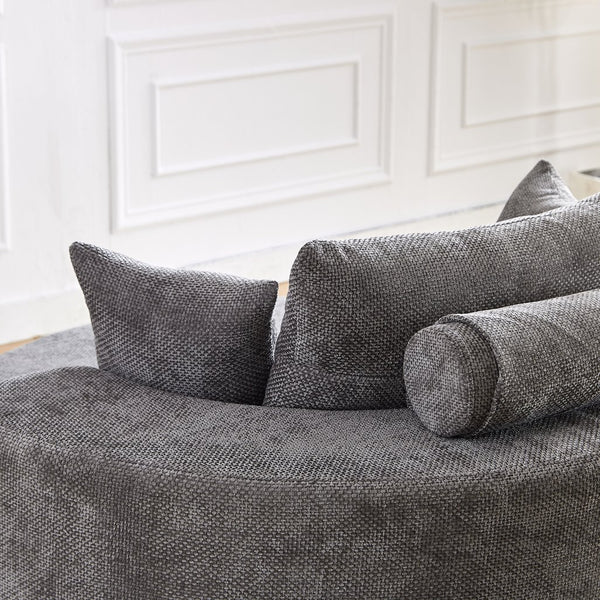 English Elm 55''L Chenille Foam Single Swivel Chair with Plush Backrest Pillow, 360° Smooth Recline for Living Room Lounge Comfort Grey W834S00352