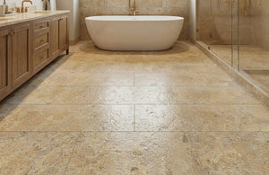 English Elm 12*24 Natural Marble Tile Leathered Finish Gold Beige Veining for Floors and Walls W1696P262328