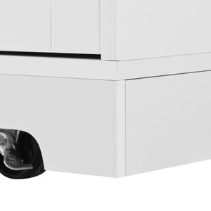 English Elm K&K Convertible 55.7" Folding Kitchen Island Cart with Power Outlet, Spice Rack, 5 Wheels, Multi-Use White N707P186617W