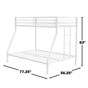 English Elm Metal Twin Over Full Bunk Bed Steel Frame with Guardrails for Kids or Guest Rooms White B016P469309