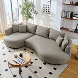 English Elm Modern Sectional Curved Sofa Couch For Living Room,Upholstered 5-Seat Sofa Couch Eco-Leather Couch Set For Apartment Office,Light Grey