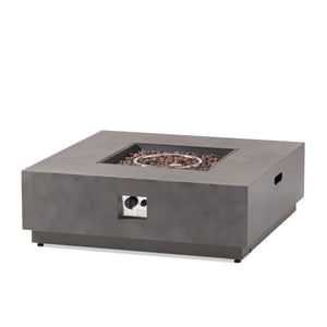 English Elm Square Iron Propane Fire Pit 50000 Btu Powder Coated Outdoor Patio Gathering 62838.00CONRT-50K