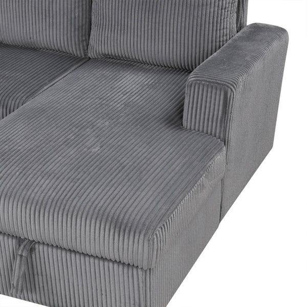 English Elm U_Style U-Shaped Corduroy Sofa With Usb Ports & Storage – 6-Seater Modular Sectional For Any Space N711P235755E-GIGA
