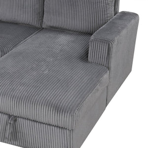 English Elm U_Style U-Shaped Corduroy Sectional Sofa With Storage & Usb Ports - 6-Seater Comfort For Any Space N711P235751E-GIGA