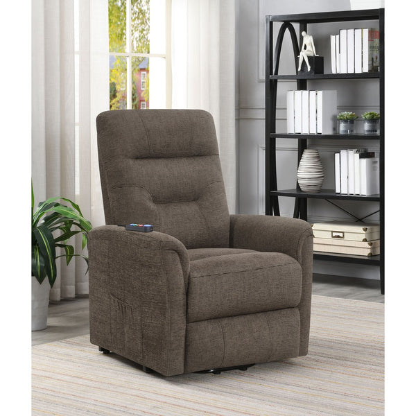 English Elm Parker Plush Charcoal Power Lift Massage Recliner with Heat, USB Remote, Gel Memory, Storage Pockets B062P333410