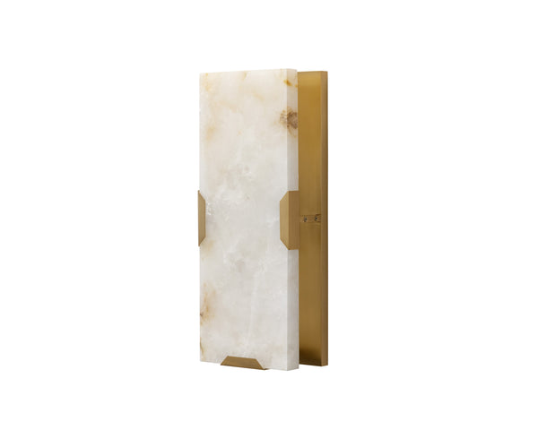 Sunpan Rovira Table Sconce - Hand Carved Alabaster & Brushed Gold Iron Base for Soft Ambient Glow
