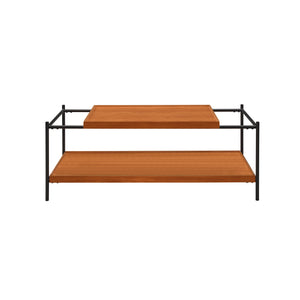 English Elm Honey Oak & Black Modern 2-Shelf Coffee Table – Stylish Storage For Living Room & Family Spaces B062P181394