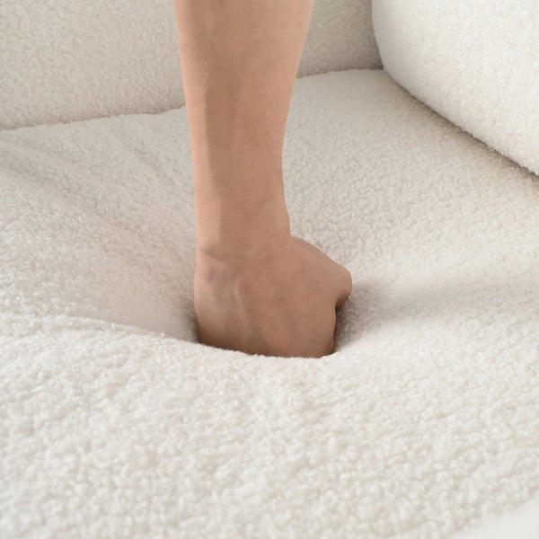 English Elm Christopher Knight Home® - Oversized Teddy Velvet Accent Chair with Curved Armrests, Tufted Mid-Century Design and Walnut Legs White N765P189679W