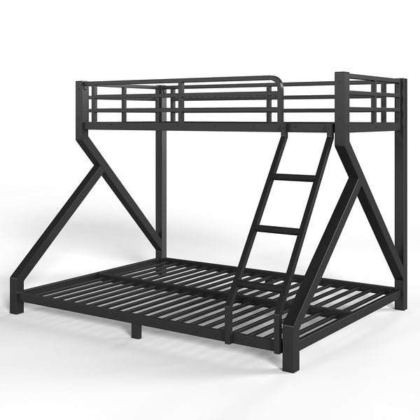 English Elm Twin Xl Over Queen Metal Bunk Bed Low Profile Steel Frame for Guest Rooms W5305S00032