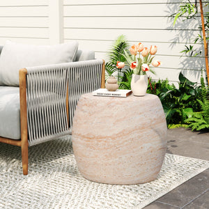 English Elm Christopher Knight Home® - Outdoor/Indoor Lightweight Concrete Side Table - Elegant Oval Accent Table With Travertine Finish N773P253786Z