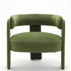 English Elm Accent Chair Velvet Upholstered Mid Century Modern Seat with Tapered Wood Legs for Any Room Green W3244P417183