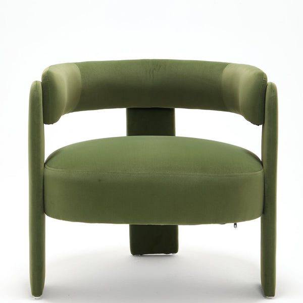 English Elm Accent Chair Velvet Upholstered Mid Century Modern Seat with Tapered Wood Legs for Any Room Green W3244P417183